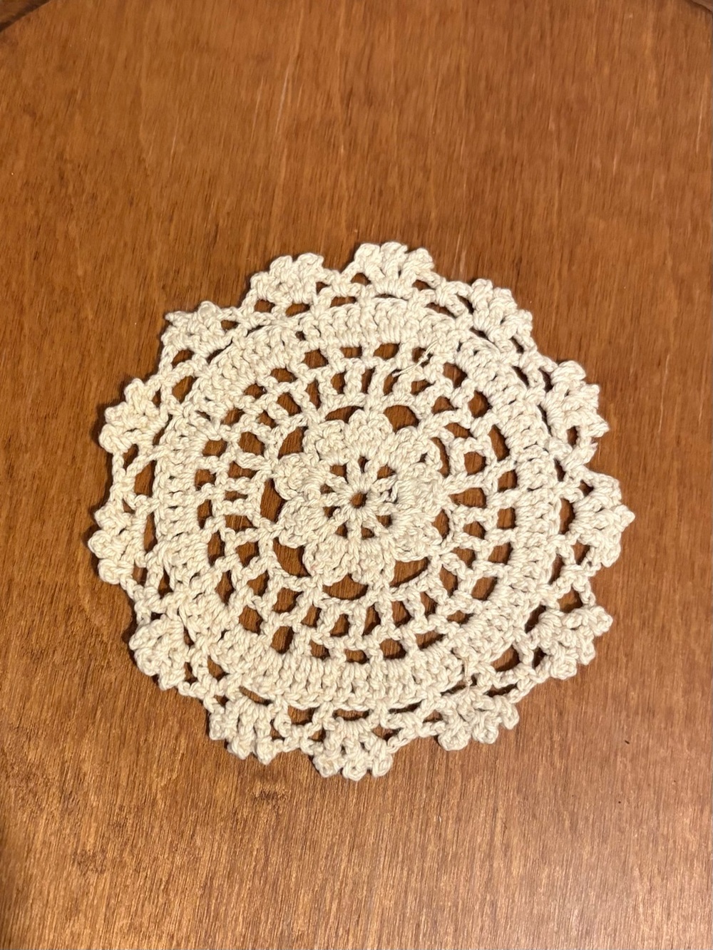 Handmade Crochet Doily - Cream Round Lace